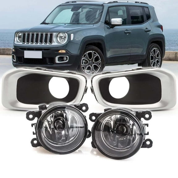 MZORANGE for Jeep Renegade 2015 2016 2017 2018 Front Fog Light with Bulbs Cover Bezel Kit