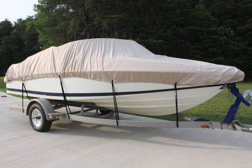 New VORTEX 5 YEAR CANVAS HEAVY DUTY TAN BEIGE VHULL FISH SKI RUNABOUT COVER FOR 19 to 20' FT BOAT, IDEAL FOR 96"... by VORTEX DIRECT