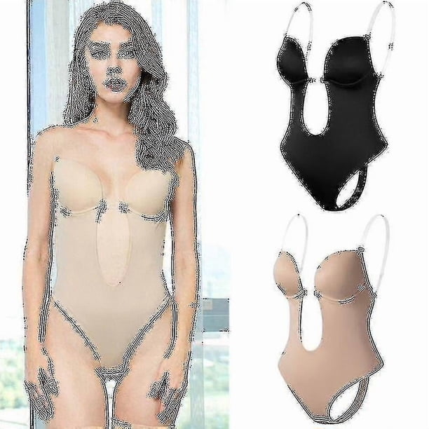Women Plunging Deep V-neck Body Shaper Strapless Backless Bodysuit Shapewear U Plunge Seamless Thong Full Bodysuits