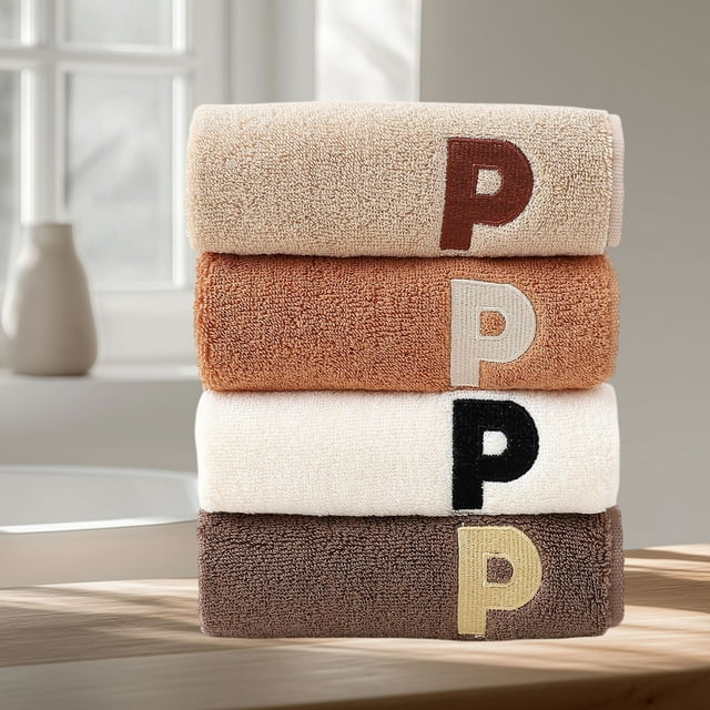Danhjin Rideau de Douche Serviette 4 Pcs Bordure Europe et États-Unis Commerce Extérieur Serviette Absorbante pour Visage Sec