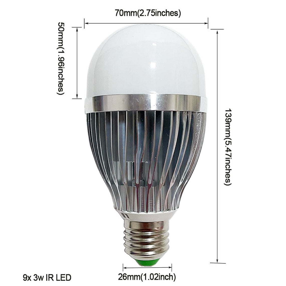 E26 E27 9x3W LED 850nm 940nm 980nm IR Infrared Bulb for CCTV surveillance camera illuminator