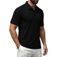 thumbnail image 5 of Men's Classic Short Sleeve Polo Shirt Solid Color Knit Collar Regular Fit Casual Business Top Breathable Comfortable Summer Wear Pullover Performance Shirts Tees, 5 of 5