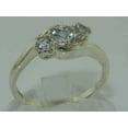 thumbnail image 2 of LBG British Made 18k White Gold Natural Aquamarine Womens Trilogy Ring - 33 size options - Size 6.75, 2 of 5