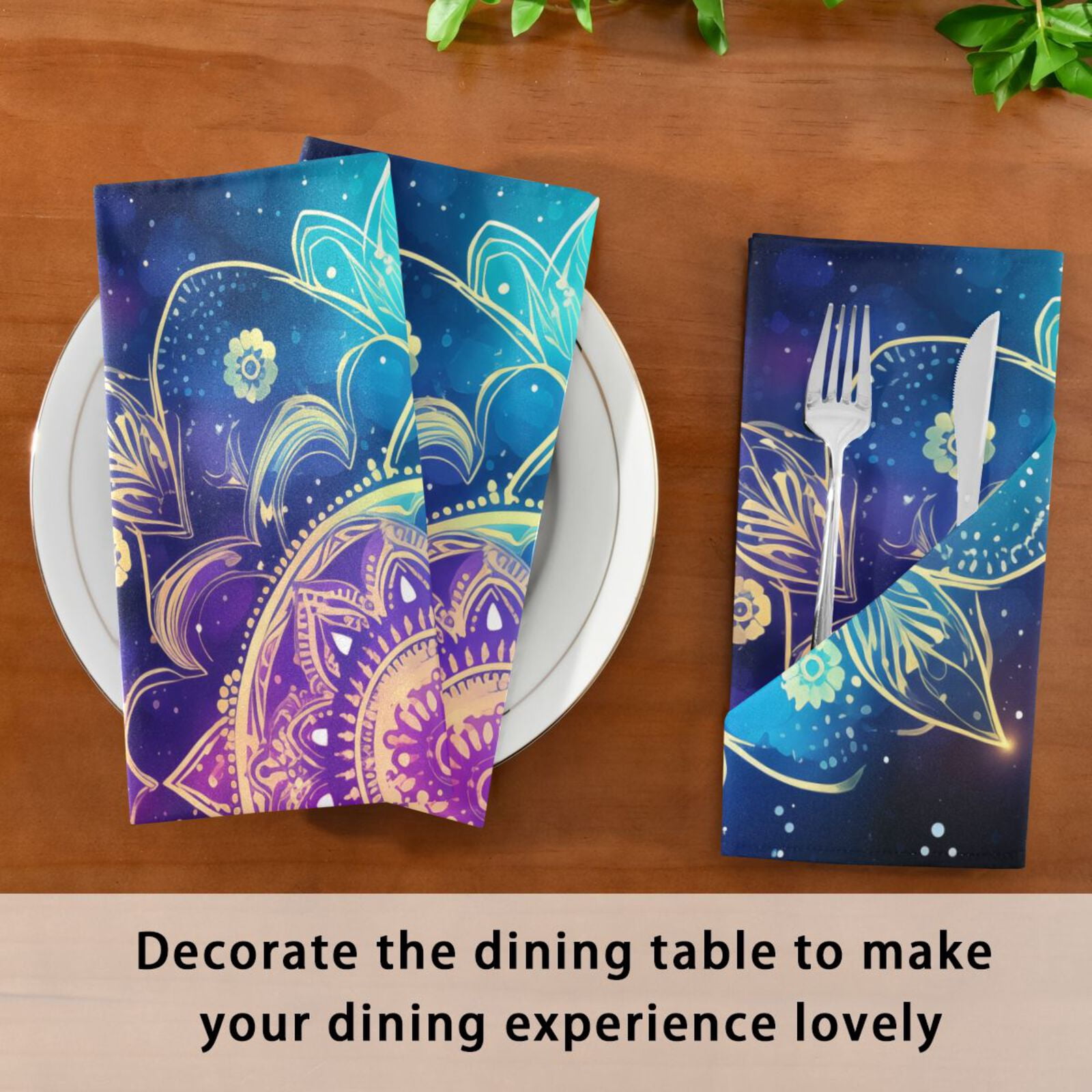 JSTEL Mandala Galaxy Nebula Space Cloth Napkins Set of 6, 20x20 Inch Washable and Reusable Napkin for Decoupage Dinner Party Everyday Use