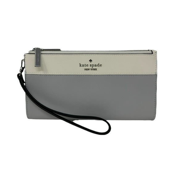 Kate Spade Madison Double Zip Saffiano Leather Wristlet Platinum Grey KC507 $169