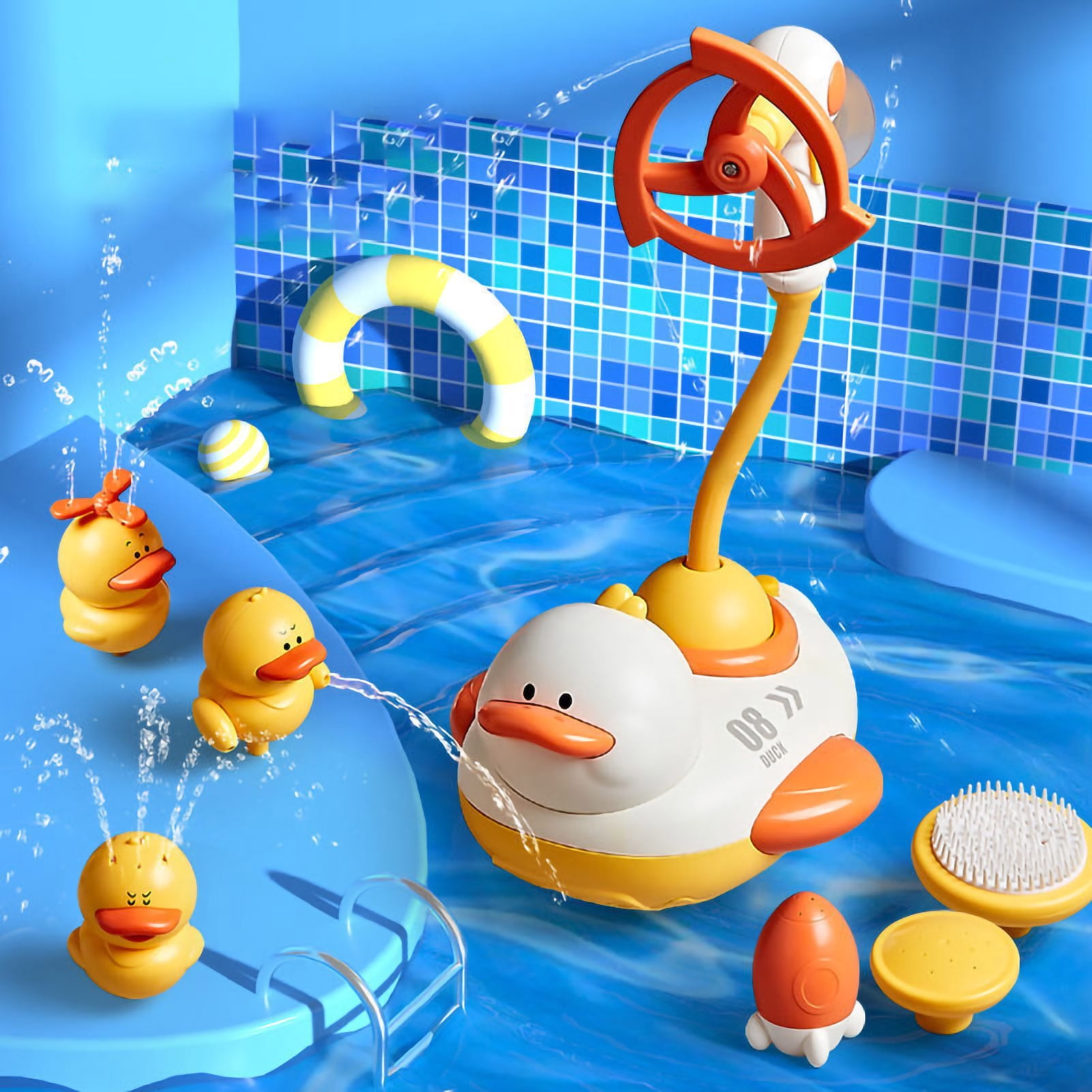 Baby Bath Toy Spraying Duck Bath Toy Cute Shape Plastic Waterproof