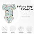 thumbnail image 4 of Saiise Motif Vaches Mignonnes Grenouillère à Manches Courtes pour Femmes Col Rond Pyjama Justaucorps Extensible avec Fermeture à Pression-Petit, 4 of 7