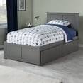 thumbnail image 2 of Madison Lit Plateforme Simple en Bois avec Pied de Lit et Tiroirs de Rangement, Gris, 2 of 17