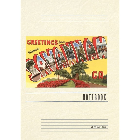 Vintage Lined Notebook Greetings from Savannah (Paperback)