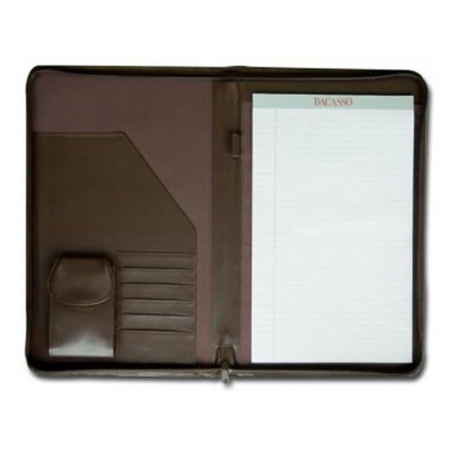 Dacasso e3403 Leather Deluxe Zip-Around Portfolio - Chocolate Brown