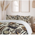 thumbnail image 6 of Ambesonne Man Cave Duvet Cover Set, Iced Whiskey Watches Cigar, Calking, Amber Brown and Taupe, 6 of 6