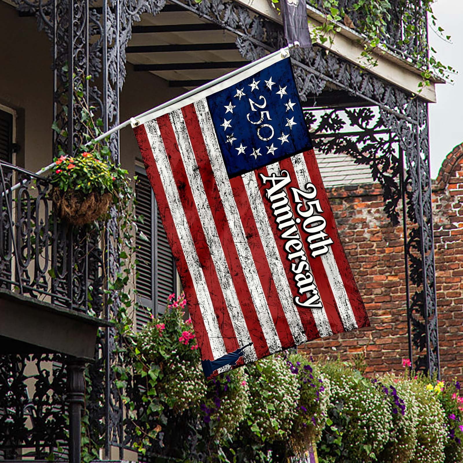 Vintage 250th Anniversary Flag 3x5 Feet, Durable Polyester Flag for Outdoor and Indoor Use, Commemorates 1776-2026, Perfect for Hanging in Yards, Porches, and Parades