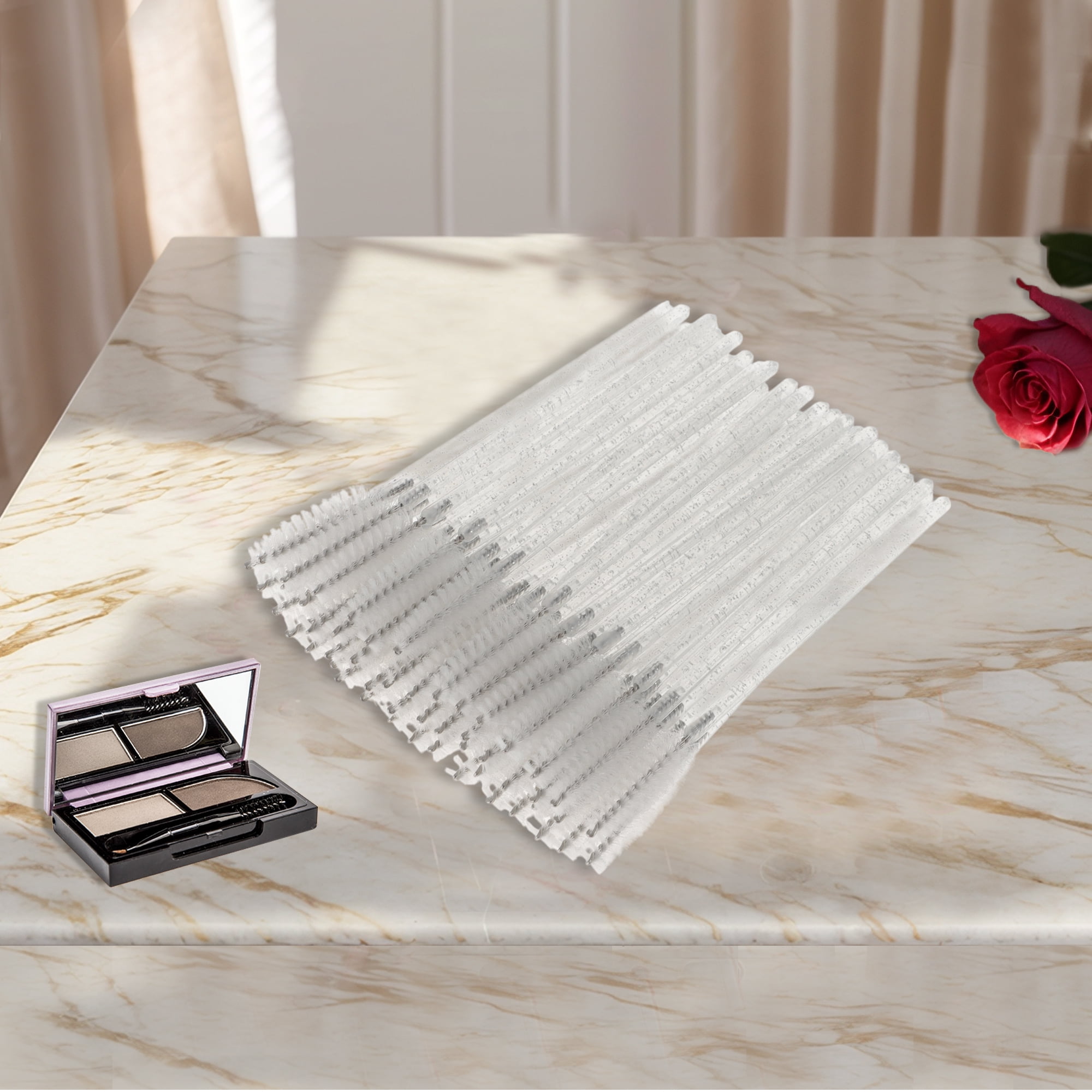 Unique Bargains Lightweight Eyebrow Brushes for Travel 50 Pcs White