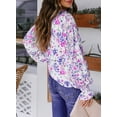 thumbnail image 3 of Blusa Biucly para mujer, casual, con estampado floral bohemio, primavera 2024, 3 of 4