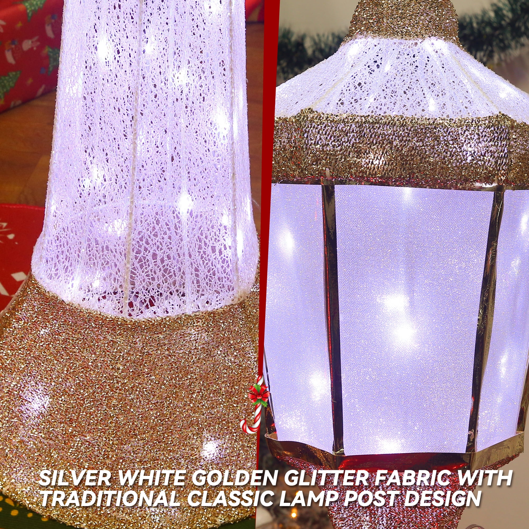Starfree 60-inch Outdoor Christmas Yard Decoration Outdoor Lighted Lamppost Christmas Street Lamp Holiday Decoration LED Lamp Post for Lawn