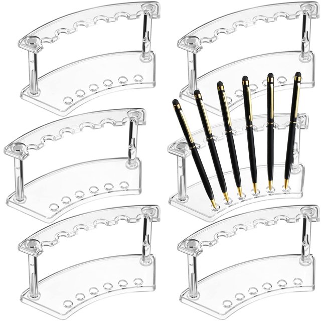 Soporte para bolígrafos Chinco, 6 ranuras, plástico transparente, 6 unidades