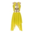 thumbnail image 1 of YiZYiF Costume de Danse Lyrique Ourlet Asymétrique Contrasté Robe Tunique Jaune TTG, 1 of 5
