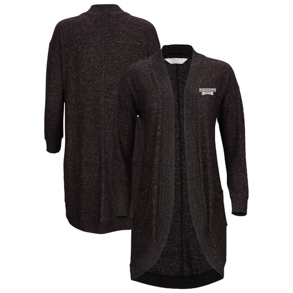 Women's Black Mississippi State Bulldogs Oversized Cuddle Tri-Blend Cardigan