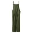 thumbnail image 6 of Casual Loose Jumpsuit Women Summer Solid Cotton Linen Straps Wide Leg Pants Dungaree Bib Overalls Sleeveless Oversized Jumpsuits, 6 of 8