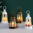 thumbnail image 4 of Naierhg Christmas Santa Lantern Wind Light Retro Style Battery Powered Decorative Lantern Hanging LED Candle Light Xmas Santa Claus Antique Gold, 4 of 8
