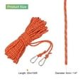 thumbnail image 2 of Uxcell Orange Hollow Braided Polypropylene Anchor Line with Hook Nylon Floating Rop for Marine Pool Rescue 100ft, 2 of 5