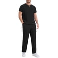 thumbnail image 3 of QSAWXQZ Men's 2 Piece Scrubs Set Classic V Neck Short Sleeve Pullover Shirt Top Elastic Waist Straight Leg Jogger Pants Nursing Uniform S, 3 of 8