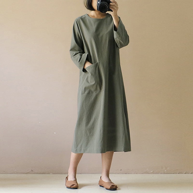 mid length linen dresses