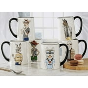Hipster Animal Coffee Mugs 6pc Set - 17.5 oz Stoneware by Signature Housewares