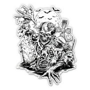 Graveyard Horror Zombie - 3" Vinyl Sticker - For Car Laptop Water Bottle Phone - Waterproof Decal