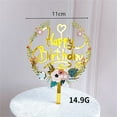 thumbnail image 2 of New Flowers Happy Birthday Cake Topper Gold Colored Printing Acrylic Cake Topper For Kids Girls Birthday Party Cake Decorations, 2 of 3