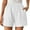 White, variant on WAYUTE Women's Shorts Double Layered Pleats Hem Straight Leg Casual Pants High Waist Sports Loose Shorts Casual Fashion Pants