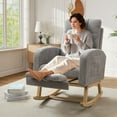 thumbnail image 2 of FFH Rocking Chair with Footrest, Rocking Chair for Nursery, Corduroy Armchair with High Backrest and Side Pockets, Accent Chair for Living Room, Bedroom, Gray, 2 of 10