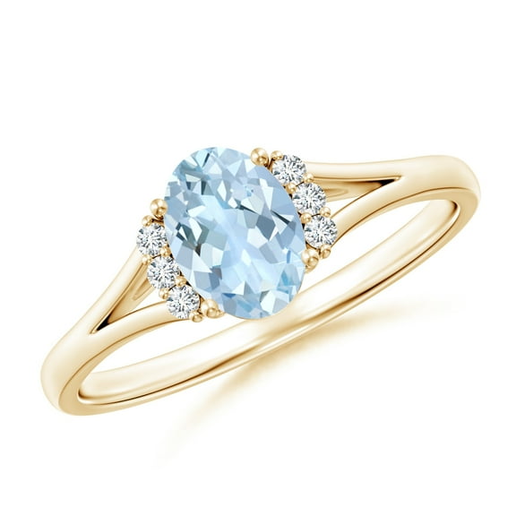 1.10 Ctw Oval Aquamarine 925 Silver Yellow Plated Women Cluster Engagement Ring