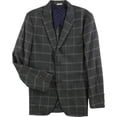 thumbnail image 1 of Tasso Elba Mens Windowpane Two Button Blazer Jacket, Grey, XX-Large, 1 of 1