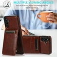thumbnail image 4 of SaniMore for Samsung Galaxy A54 5G 6.4" 2023 Case, Card Slots Case with Flip Kickstand Premium PU Leather Magnetic Clasp Anti-scratch Anti-drop Heavy Duty Protective Case for Galaxy A54 5G, Brown, 4 of 7
