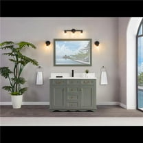 Legion Furniture WS2514-48-PG 48 in. Pewter Green Finish Solid Wood Sink Vanity, 1 ft. Artificial Stone Top
