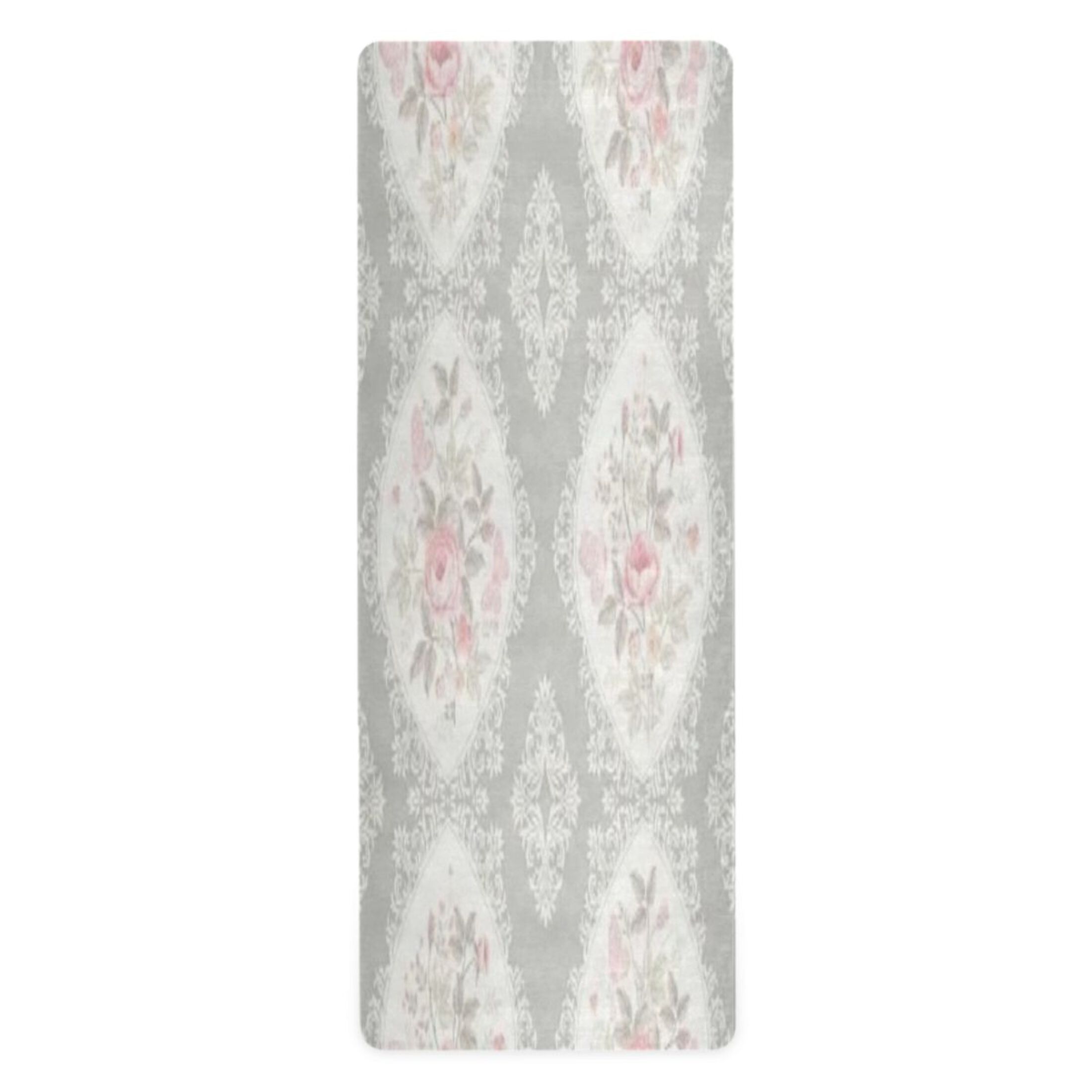 BZSMCE Yoga Mat Women Fitness Mat Light Gray Floral Medallion Pattern