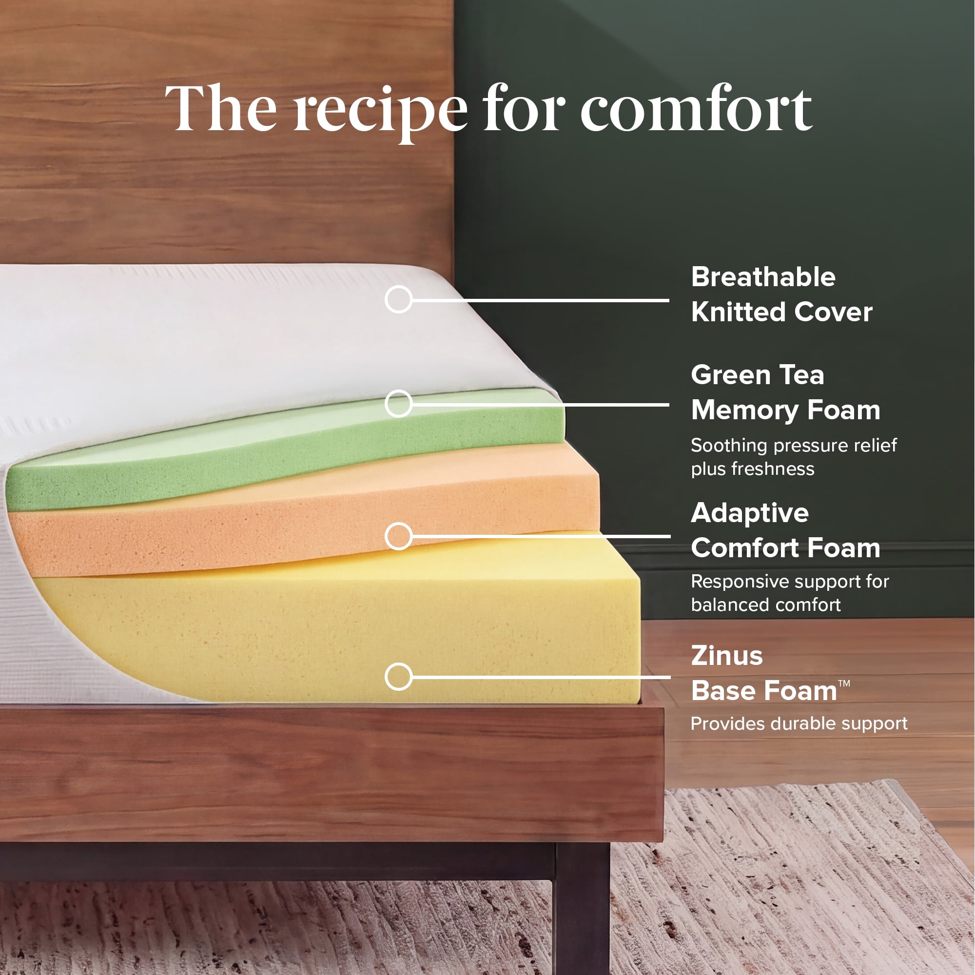 Zinus Spa Sensations 8" Full Memory Foam Mattress in a Box with Green Tea Infusions and Pressure Relief