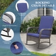 thumbnail image 6 of 3 Pieces Outdoor Wicker Rocking Chair Set, Wicker Patio Furniture Sets with Cushion and Tempered Glass Side Table, PE Rattan Patio Rocker Chairs Set for Balcony, Lawn and Porch Poolside,Grey, 6 of 6
