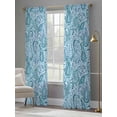 thumbnail image 4 of Light Blue Teal Sheer Curtains 96 Inch Length 2 Panels Set Window Treatments, Retro Botanical Abstract Art Rod Pocket Semi Curtains for Living Room/Bedroom/Kitchen Décor, 104"W x 96"L, 4 of 7