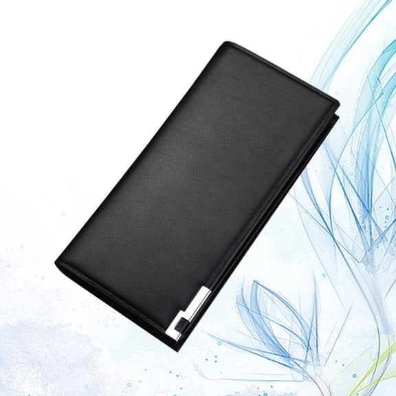 NICEXMAS 1Set Men Black Pu Leather Long Rectangle Multifunctional Compact Wallet for Daily Use