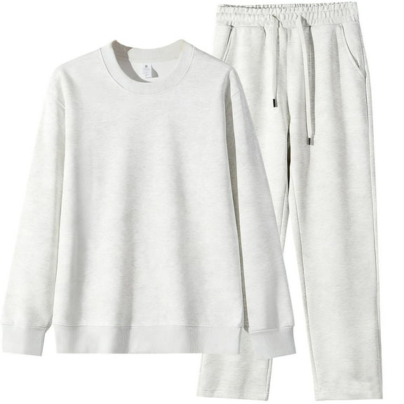 FNFYFH Men's Big and Tall Sweat Suits 2 Pieces Cotton Set Long Sleeve Crew Neck Sweatshirt Casual Sweatpants Sweatsuits Fall Outfits