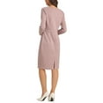 thumbnail image 3 of INSPIRE CHIC Women's Dress Houndstooth Plaid Crew Neck Long Sleeve Bodycon Sheath Dresses M Pink, 3 of 6