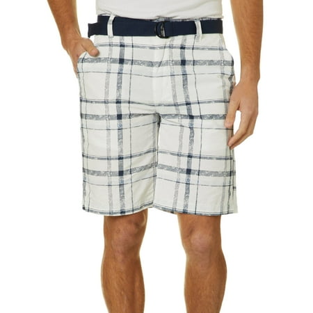 Wearfirst Mens Belted Plaid Shorts