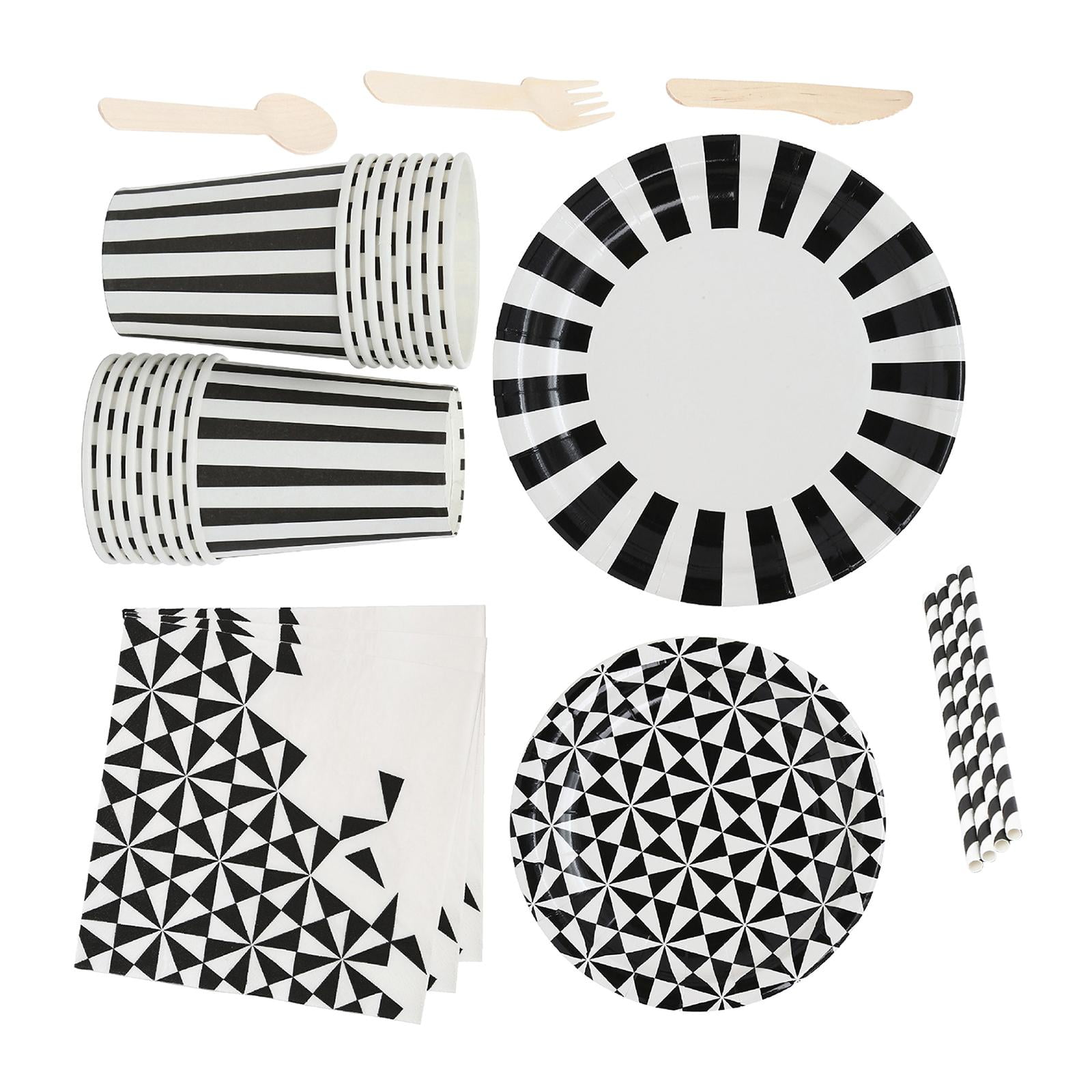 Paper Party Tableware Set, Stripe Dinnerware for Birthday Party