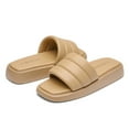 thumbnail image 4 of DREAM PAIRS Women'Square Open Toe Slides Platform Flat Quilted Slip on Sandals, 4 of 5