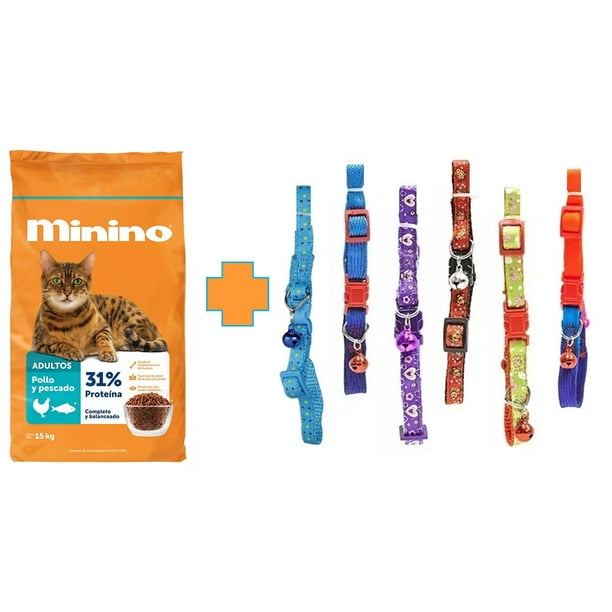 Paquete Minino 15 kg + 1 collar ajustable con cascabel marca Fancy Pets