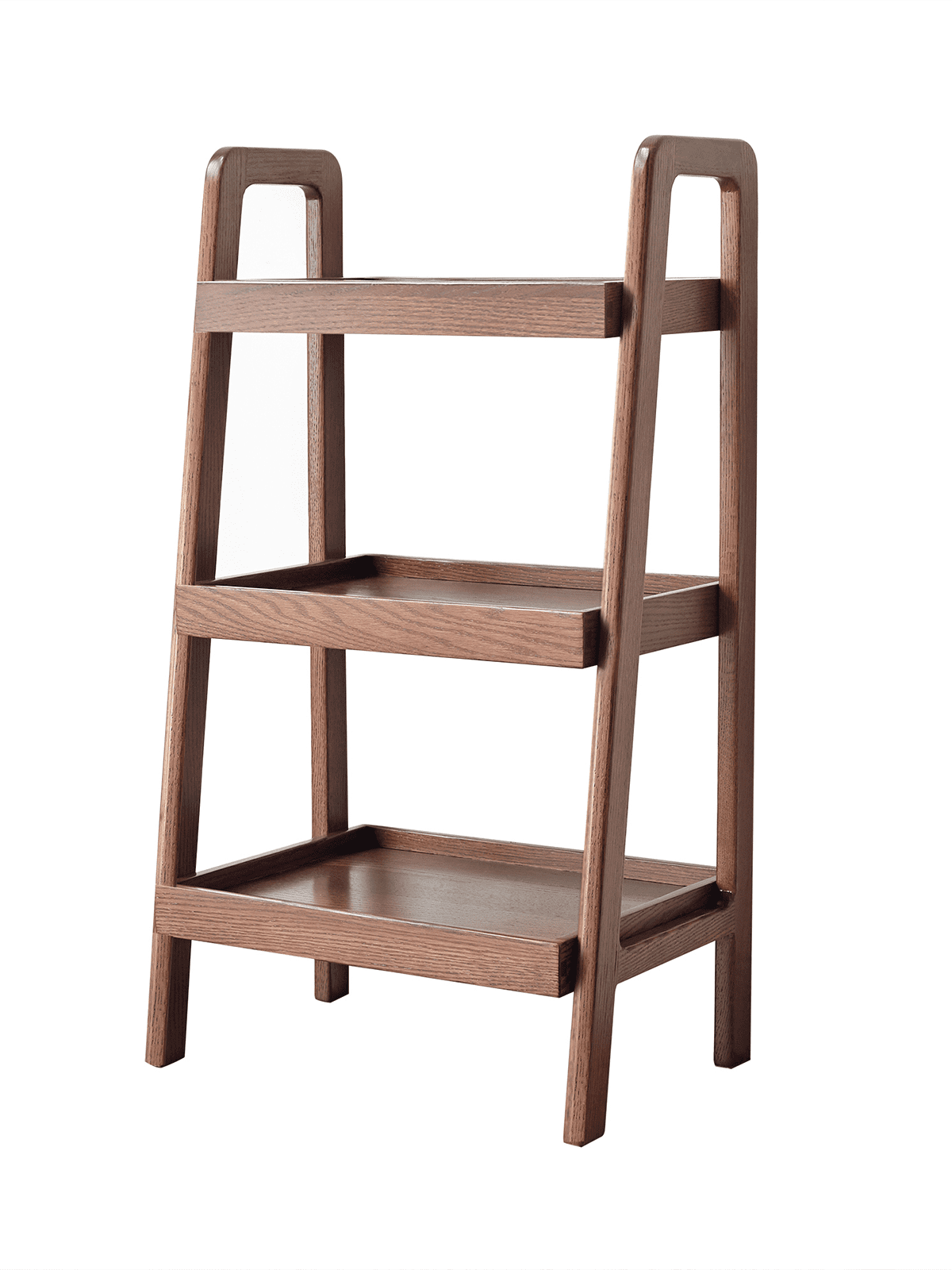 Walnut Ladder Bookshelf, 3-Tier Solid Oak Shelf,Storage Organizer Step Bookshelf for Study, Living Room, Bedroom and Hallway, Solid Wood Furniture