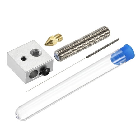 Uxcell M6 Throat Tube, Brass Nozzle, Heater Block for 3D Printer 1.75mm Filament (with Cleaning Drill Bits)