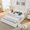Beige Fabric Bedroom2, variant on LHSHID Queen Vertical Striped Bed with Gas Lift Storage and Fluffy Fabric